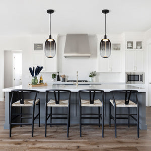 Suspension LED intégrée dimmable moderne 1 lumière de 10 watts avec abat-jour tambour pour îlot de cuisine