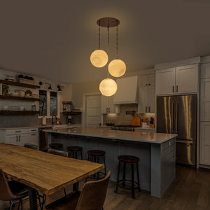 Suspension Globe Moderne Chromé avec Abat-jour en Verre Bulle Blanc pour Îlot de Cuisine, Salle à Manger