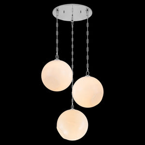 Suspension Globe Moderne Chromé avec Abat-jour en Verre Bulle Blanc pour Îlot de Cuisine, Salle à Manger