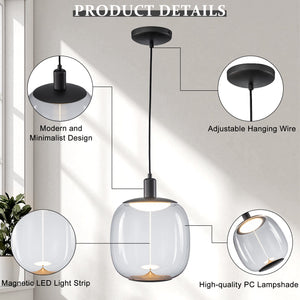 Suspension LED intégrée dimmable moderne 1 lumière de 10 watts avec abat-jour tambour pour îlot de cuisine