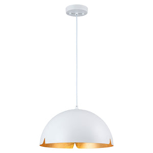 Suspension cloche industrielle 1 lumière en métal noir/blanc de 38 cm avec abat-jour en fer pour salles à manger, cuisines
