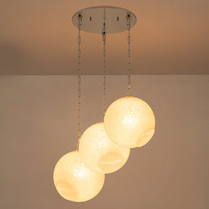 Suspension Globe Moderne Chromé avec Abat-jour en Verre Bulle Blanc pour Îlot de Cuisine, Salle à Manger