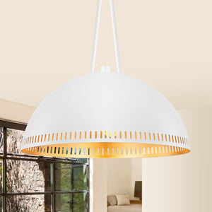 Suspension lustre dôme industriel vintage 3 lumières 40 cm en métal avec abat-jour en fer pour cuisine, salle à manger