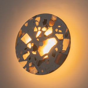 8.07 in. 1-flammige moderne runde dimmbare LED-Wandleuchte mit Mable Terrazzo-Schirm für Schlafzimmer, Foyer, Flur