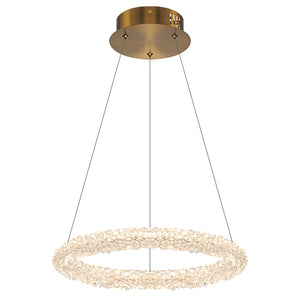 1-flammige moderne goldene Metallring-Kristall-LED-Pendelleuchte, dimmbarer Kronleuchter für Esszimmer