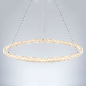 1-flammige moderne goldene Metallring-Kristall-LED-Pendelleuchte, dimmbarer Kronleuchter für Esszimmer