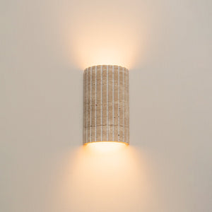 Applique murale LED intégrée, dimmable, semi-cylindrique moderne en travertin, 5,11 po, 1 lumière, pour chambre à coucher ou escalier