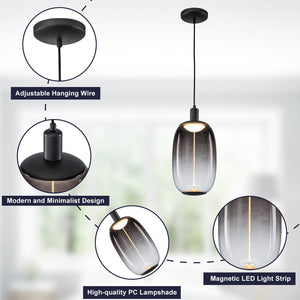Suspension LED intégrée dimmable moderne 1 lumière de 10 watts avec abat-jour tambour pour îlot de cuisine