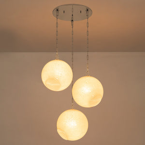 Suspension Globe Moderne Chromé avec Abat-jour en Verre Bulle Blanc pour Îlot de Cuisine, Salle à Manger