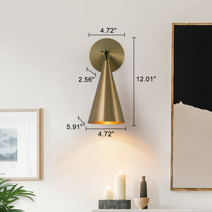4,72 Zoll 1-flammige Retro-Wandleuchte Bronze mit Metallkegelschirm für Bad, Eingangsbereich
