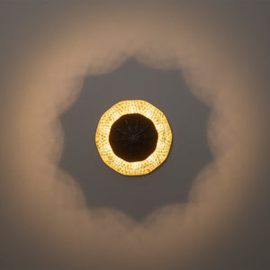 Applique murale LED intégrée ronde à intensité variable de 11,41 po, 13 watts, noir mat et feuille d'or pour couloir