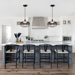 Suspension LED intégrée dimmable moderne 1 lumière de 10 watts avec abat-jour tambour pour îlot de cuisine