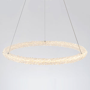1-flammige moderne goldene Metallring-Kristall-LED-Pendelleuchte, dimmbarer Kronleuchter für Esszimmer
