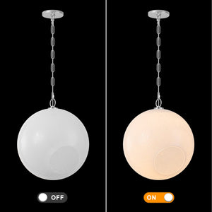Suspension Globe Moderne Chromé avec Abat-jour en Verre Bulle Blanc pour Îlot de Cuisine, Salle à Manger