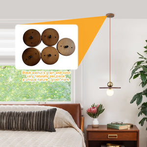 Suspension moderne 1 lumière or et bois, 25 W, avec abat-jour sphérique en verre blanc, pour chambre à coucher