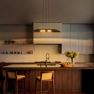 Lustre suspendu à dôme moderne noir à intensité variable, 1 lumière, 24 W, avec abat-jour en métal, pour salle à manger, îlot de cuisine