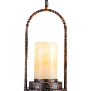 6,69 Zoll 1-flammige Vintage Industrial U-förmige Eisen-Pendelleuchte mit natürlichem Onyx-Schirm