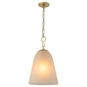 1-Light Modern Gold Bell Shaped Chandelier Hanging Light with Champagne-Colored Glass Shade for Dining Room