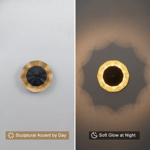 Applique murale LED intégrée ronde à intensité variable de 11,41 po, 13 watts, noir mat et feuille d'or pour couloir