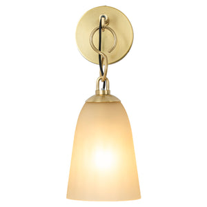 6 Zoll, 1-flammige, moderne Wandleuchte aus Messing mit glockenförmigem Glasschirm aus Milchglas für Schlafzimmer, Wohnzimmer, Flur