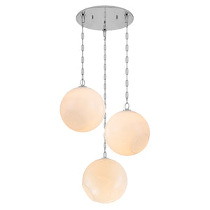 Suspension Globe Moderne Chromé avec Abat-jour en Verre Bulle Blanc pour Îlot de Cuisine, Salle à Manger
