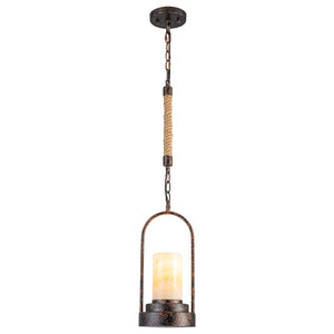 6,69 Zoll 1-flammige Vintage Industrial U-förmige Eisen-Pendelleuchte mit natürlichem Onyx-Schirm