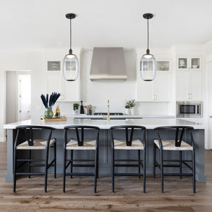 Suspension LED intégrée dimmable moderne 1 lumière de 10 watts avec abat-jour tambour pour îlot de cuisine