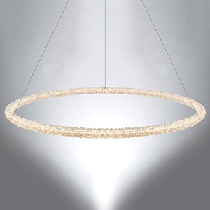 1-flammige moderne goldene Metallring-Kristall-LED-Pendelleuchte, dimmbarer Kronleuchter für Esszimmer