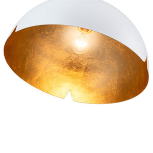 Suspension cloche industrielle 1 lumière en métal noir/blanc de 38 cm avec abat-jour en fer pour salles à manger, cuisines