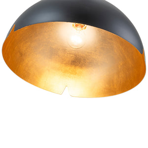 Suspension cloche industrielle 1 lumière en métal noir/blanc de 38 cm avec abat-jour en fer pour salles à manger, cuisines