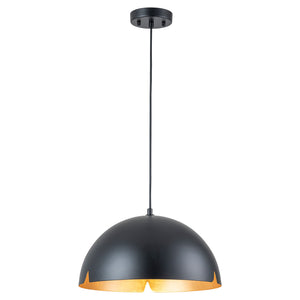 Suspension cloche industrielle 1 lumière en métal noir/blanc de 38 cm avec abat-jour en fer pour salles à manger, cuisines
