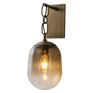 Applique murale 1 lumière en métal antique de 18 cm (7,09 po) avec abat-jour en verre ovale dégradé pour chambre, salle de bain, couloir