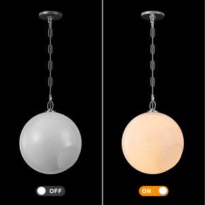Suspension Globe Moderne Chromé avec Abat-jour en Verre Bulle Blanc pour Îlot de Cuisine, Salle à Manger