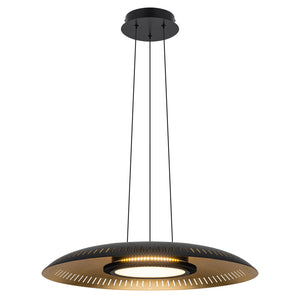 Lustre suspendu à dôme moderne noir à intensité variable, 1 lumière, 24 W, avec abat-jour en métal, pour salle à manger, îlot de cuisine