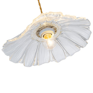 Pendentif suspendu moderne rose 1 lumière de 28 cm avec abat-jour en verre en forme de fleur pour chambre à coucher, îlot de cuisine