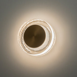 7.48 Zoll. Moderne Messing runde dimmbare integrierte LED-Wandleuchte Klarglas Badezimmer Waschtischleuchte