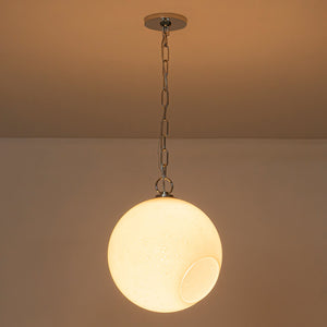 Suspension Globe Moderne Chromé avec Abat-jour en Verre Bulle Blanc pour Îlot de Cuisine, Salle à Manger