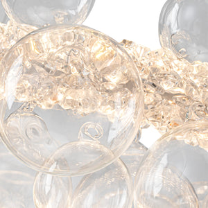 1-Leuchtgoldene moderne runde Kugel-Kristall-LED-Pendelleuchte, dimmbar, mit Glasblasen