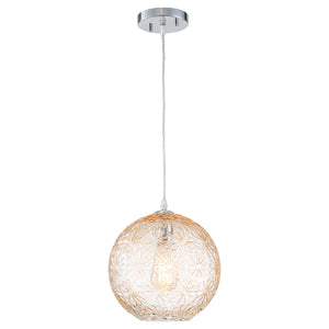 25 cm moderne verchromte 1-flammige Inselpendelleuchte mit Glaskugel für Esszimmer, Kücheninsel