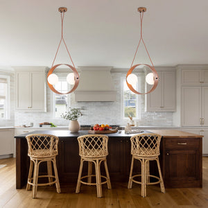 Suspension ovale moderne 2 lumières 20 po en noyer avec globes en verre blanc pour salle à manger, îlot de cuisine