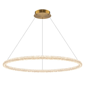 1-flammige moderne goldene Metallring-Kristall-LED-Pendelleuchte, dimmbarer Kronleuchter für Esszimmer