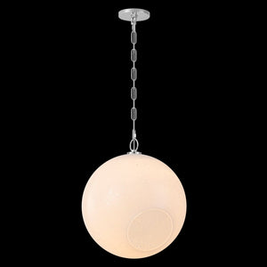 Suspension Globe Moderne Chromé avec Abat-jour en Verre Bulle Blanc pour Îlot de Cuisine, Salle à Manger