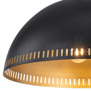 Suspension lustre dôme industriel vintage 3 lumières 40 cm en métal avec abat-jour en fer pour cuisine, salle à manger