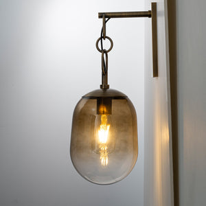 Applique murale 1 lumière en métal antique de 18 cm (7,09 po) avec abat-jour en verre ovale dégradé pour chambre, salle de bain, couloir