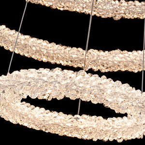 3-flammiger moderner Ring-Kronleuchter in Gold, dimmbar, integrierte LED, mehrstufige Pendelleuchte mit Kristall für das Esszimmer