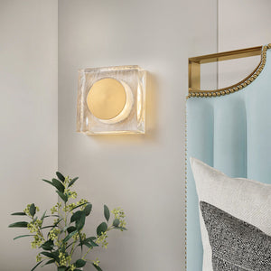 7,48 Zoll Moderne quadratische dimmbare integrierte LED-Wandleuchte aus Messing mit klarem Glas für das Badezimmer