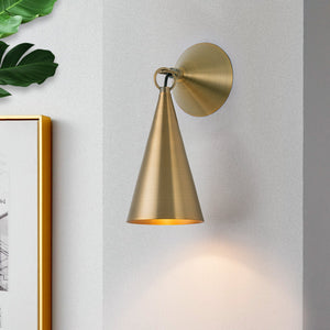 4,72 Zoll 1-flammige Retro-Wandleuchte Bronze mit Metallkegelschirm für Bad, Eingangsbereich