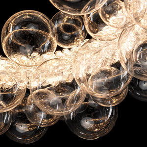 1-Leuchtgoldene moderne runde Kugel-Kristall-LED-Pendelleuchte, dimmbar, mit Glasblasen