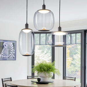 Suspension LED intégrée dimmable moderne 1 lumière de 10 watts avec abat-jour tambour pour îlot de cuisine