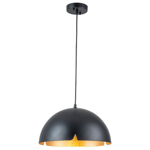 Suspension cloche industrielle 1 lumière en métal noir/blanc de 38 cm avec abat-jour en fer pour salles à manger, cuisines